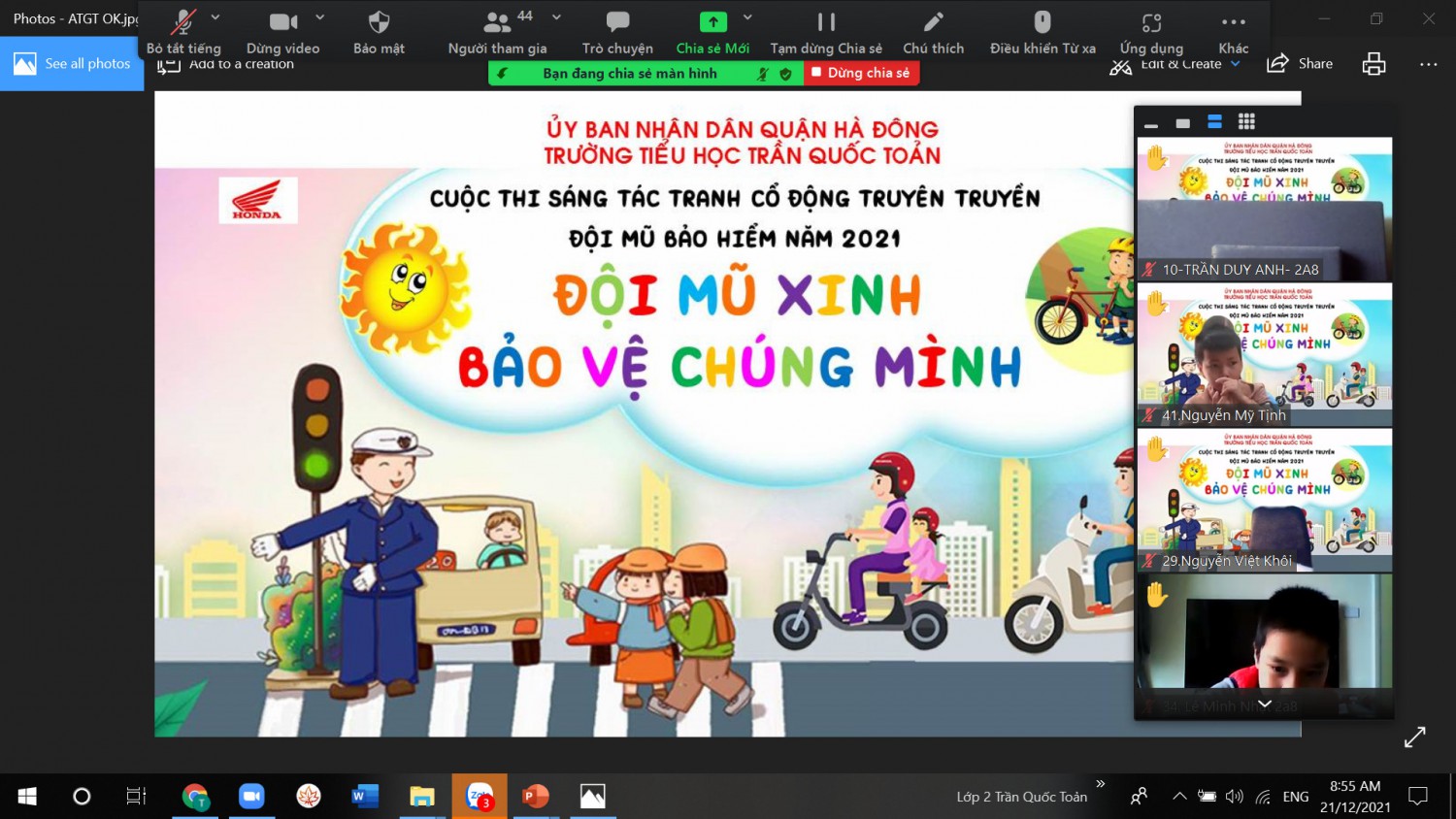 Trường Tiểu học Trần Quốc Toản phát động hưởng ứng Cuộc thi sáng tác tranh cổ động tuyên truyền đội mũ bảo hiểm năm 2021